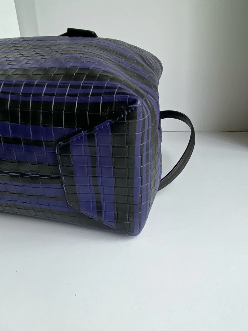 Coach Bleecker Woven Purple and Black Leather Satchel